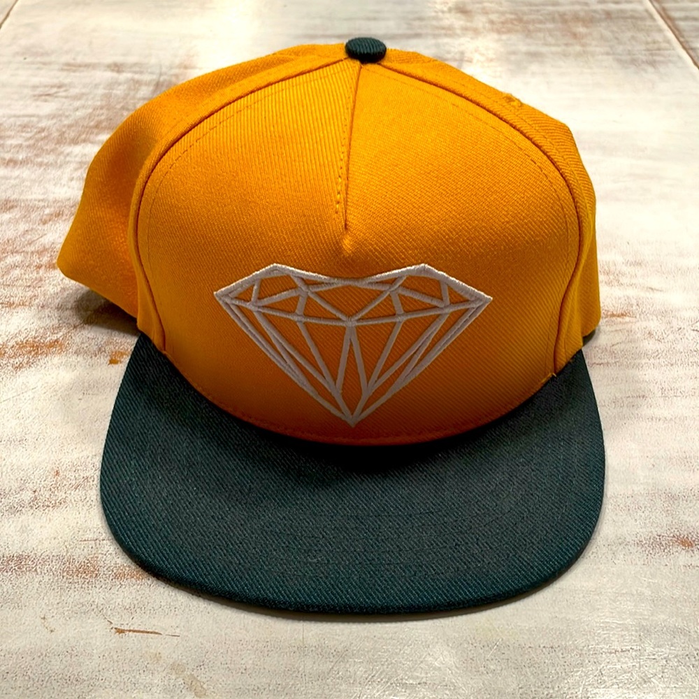 Yellow and green Diamond Supply Co. hat - one size- used- good condition
